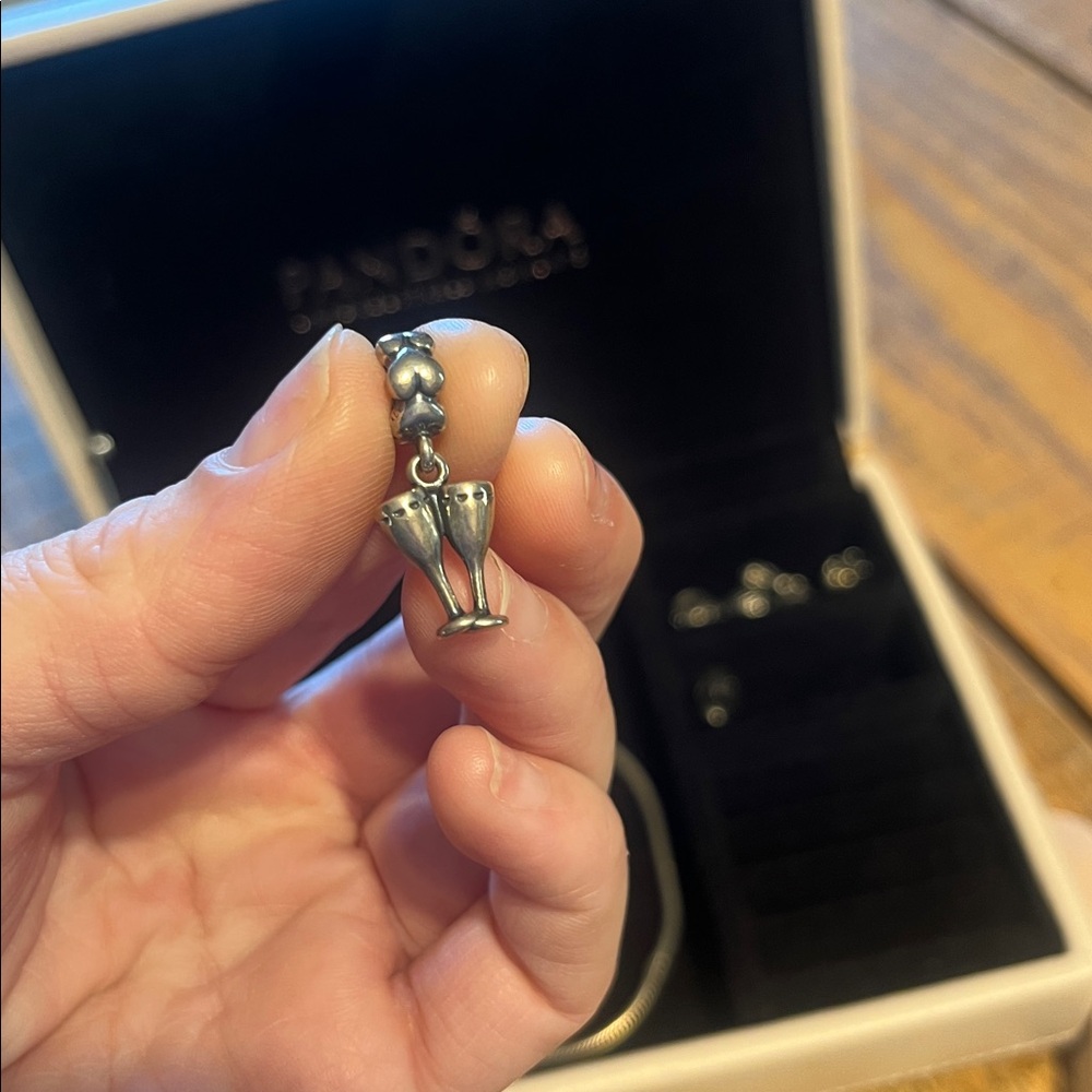 Pandora Silver Champagne Flute Charm